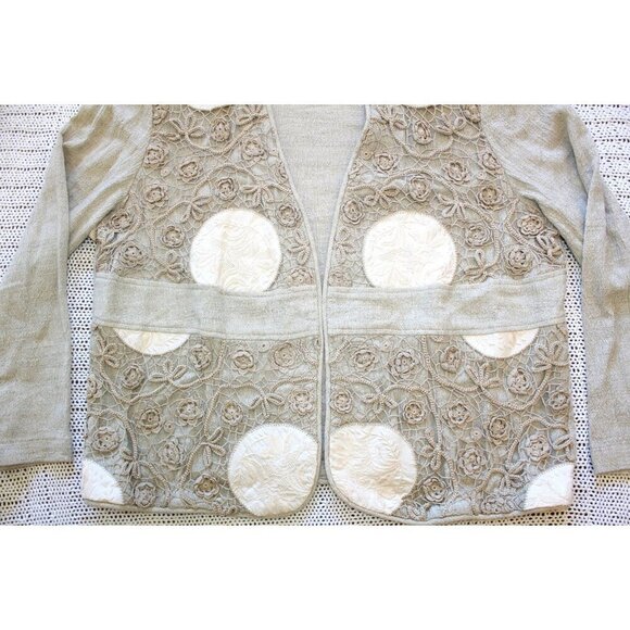 Vintage LIMS Floral Embroidered Cardigan Size XL open front Top Long Sleeves - Picture 8 of 9